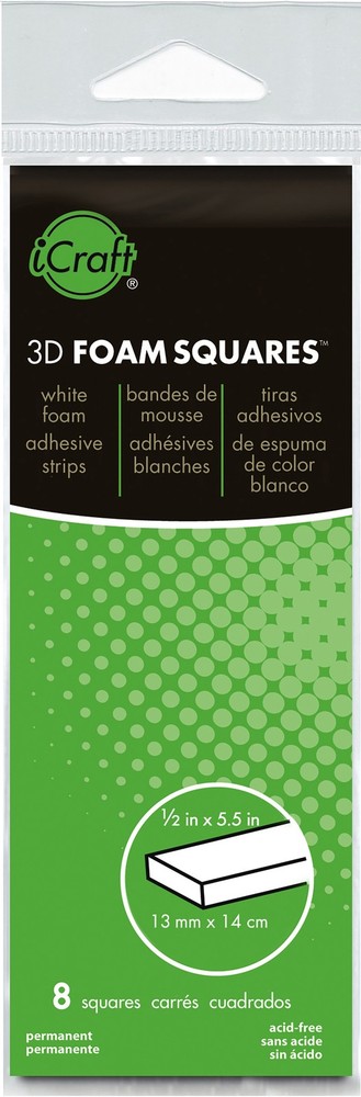 3D Foam Strips White .5"X5.5" 8/Pkg