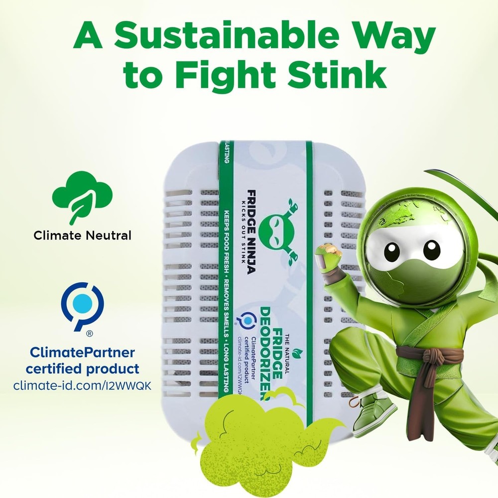 Fridge Ninja Compact Fridge Deodorizer (2 Pack) - More Effective Than Baking