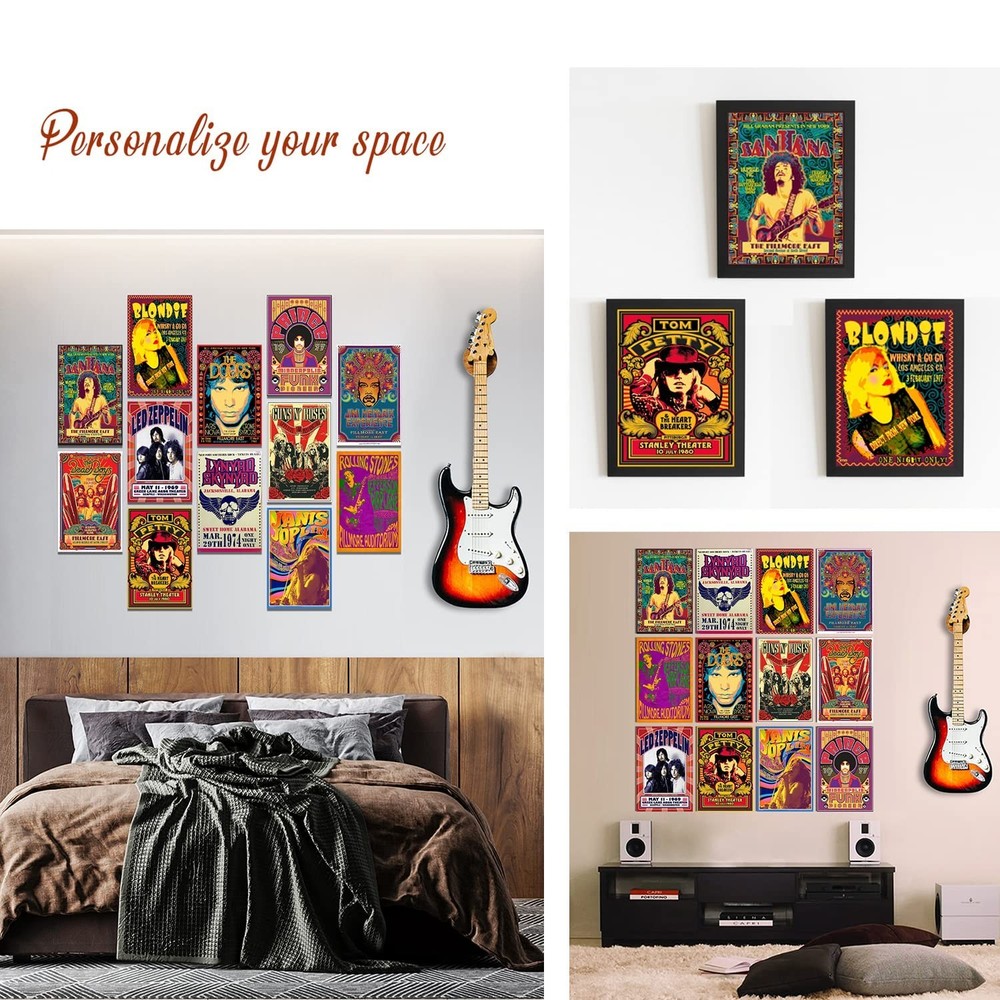 Woonkit Vintage Rock Band Posters for Room Aesthetic, 70s 80s 90s Retro Music...