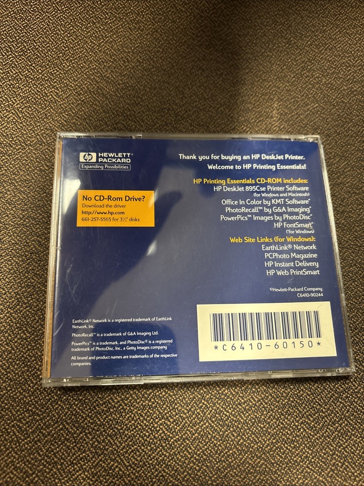 HP DeskJet 895Cxi Printer Software & Printing Essentials CD for Windows & Mac OS