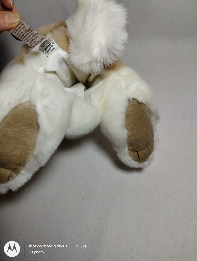 FOLKMANIS STANDING LOP RABBIT PUPPET WHITE BROWN FLOPPY EARS HAND PUPPET, EUC