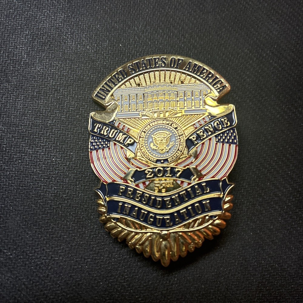 Donald Trump Pence 2017 Inauguration Challenge Coins and Badge w/ Case