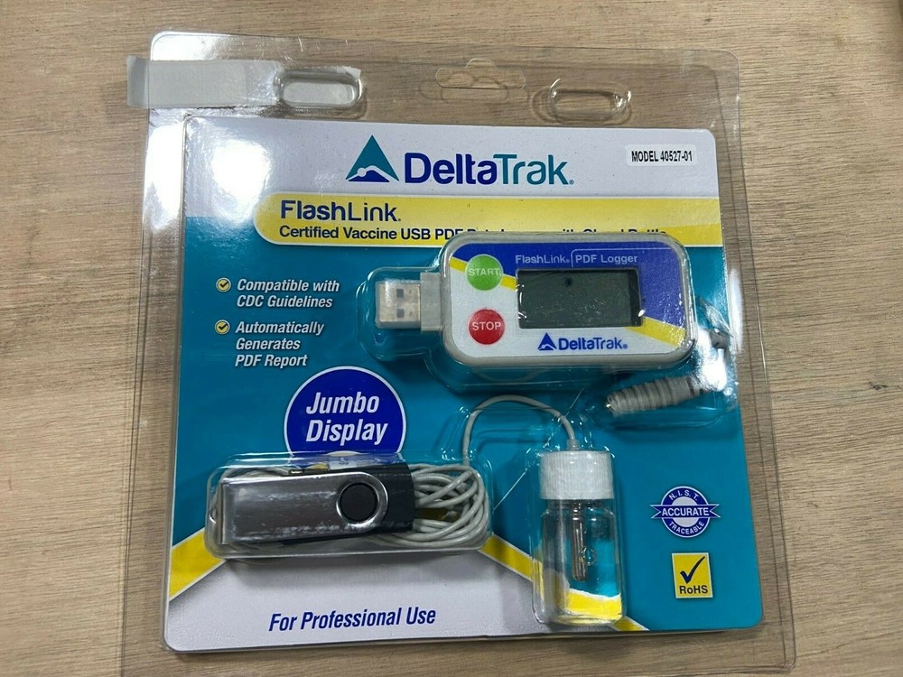 DeltaTrak Flashlink Model 40527-01 Vaccine Temperature Data Logger Glycol Sensor