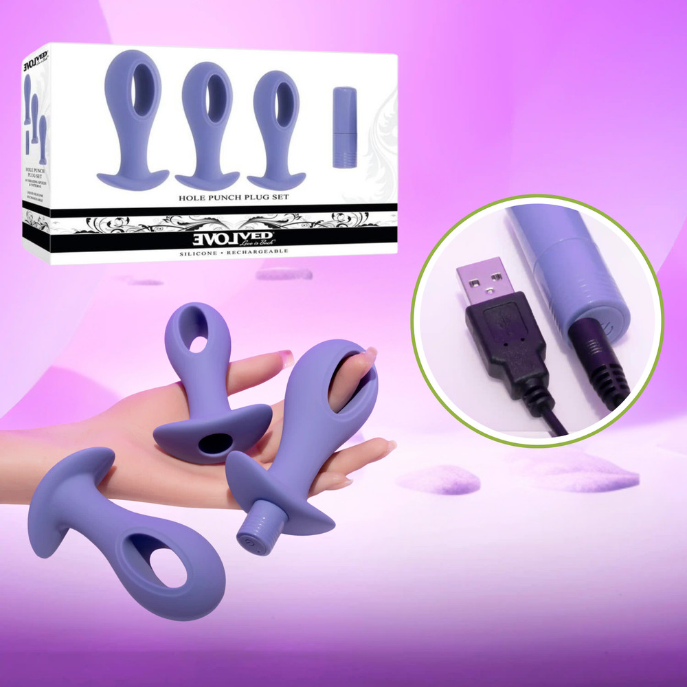 Hollow-center Silicone Anal Plug Buttplug Set Rechargeable Multi-speed Probe