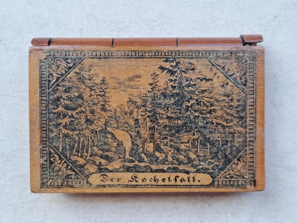 Antique Sewing Darning Tool Needle Case  German Polish Treen Transfer Ware