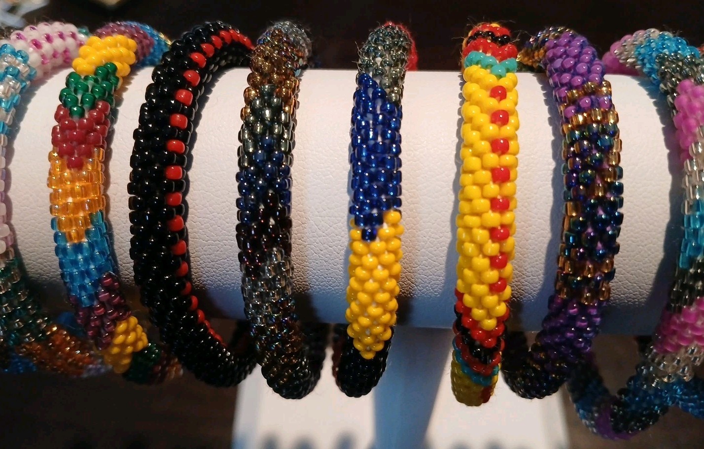 16x Glass Seed Bead Handmade Beaded Crochet Roll On Bracelet Nepal Jewelry