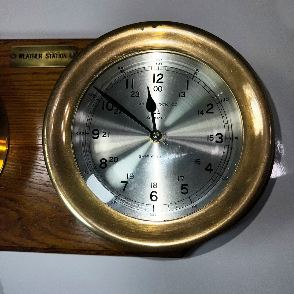Bell Clock Co Solid Brass Ship Clock & Barometer Weather Station Tested