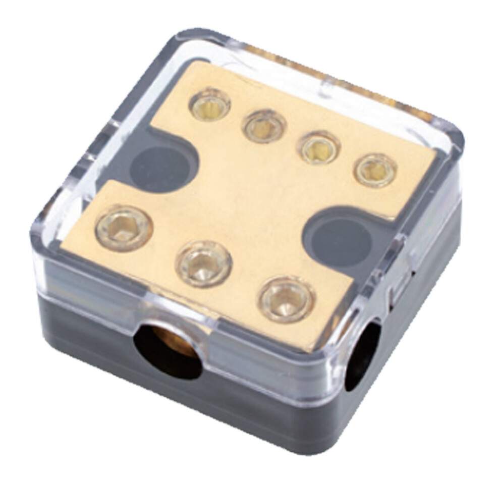 REV Power Distributor Three 4GA Input, Four 8GA Outputs Brass Material