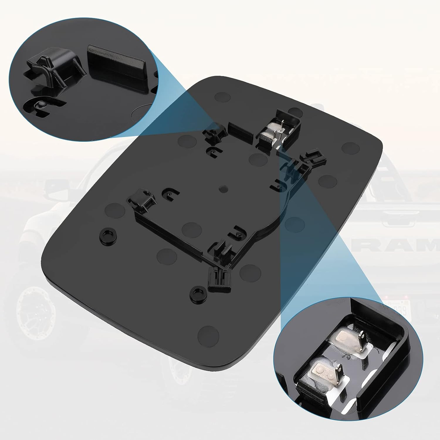 Driver Side Heated Mirror Glass Compatible with 2009-2018 Dodge Ram Pick-Up 1500