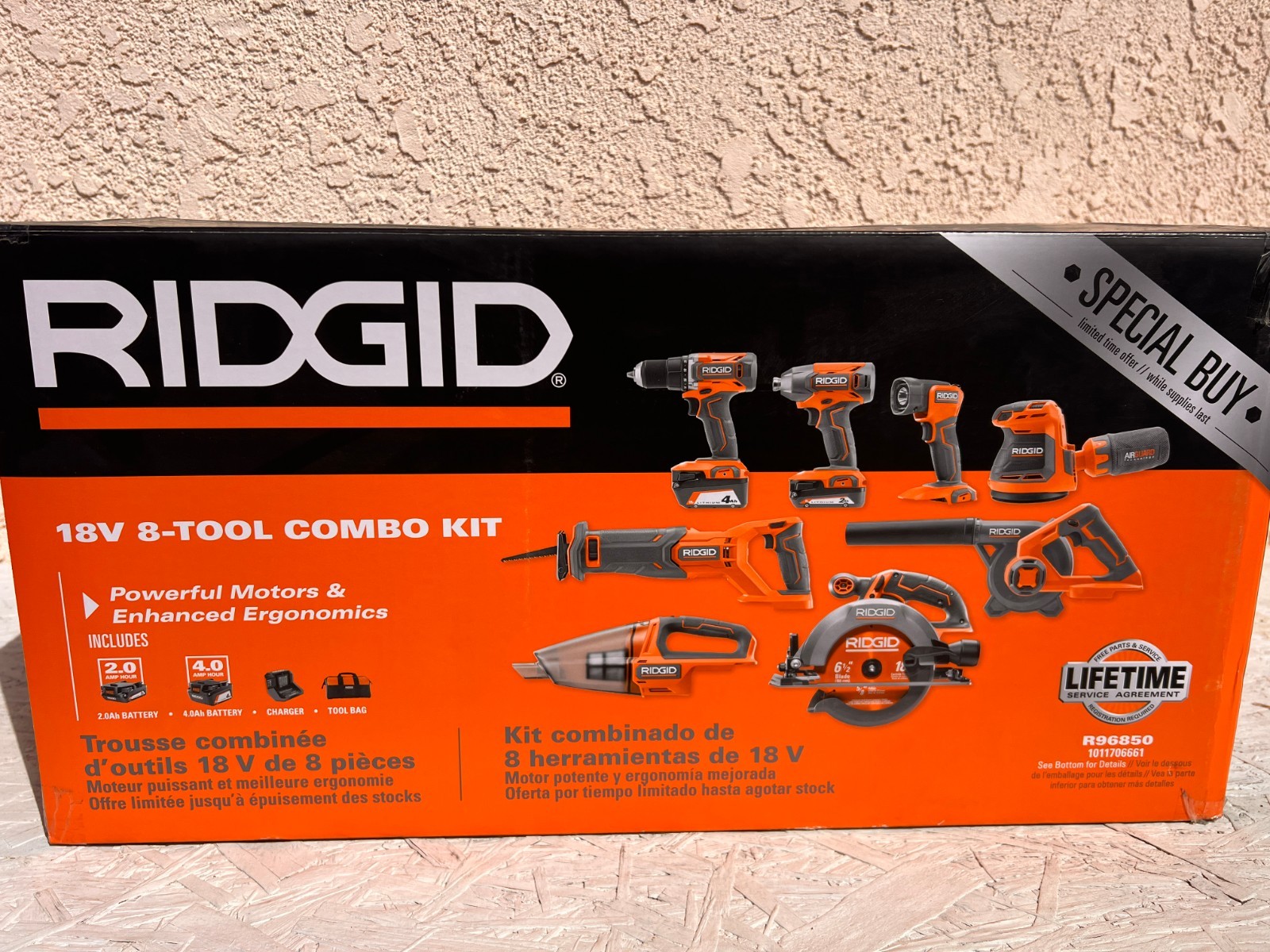 BRAND NEW SEALED!! Ridgid R96850 18V 8-Tool Combo Kit