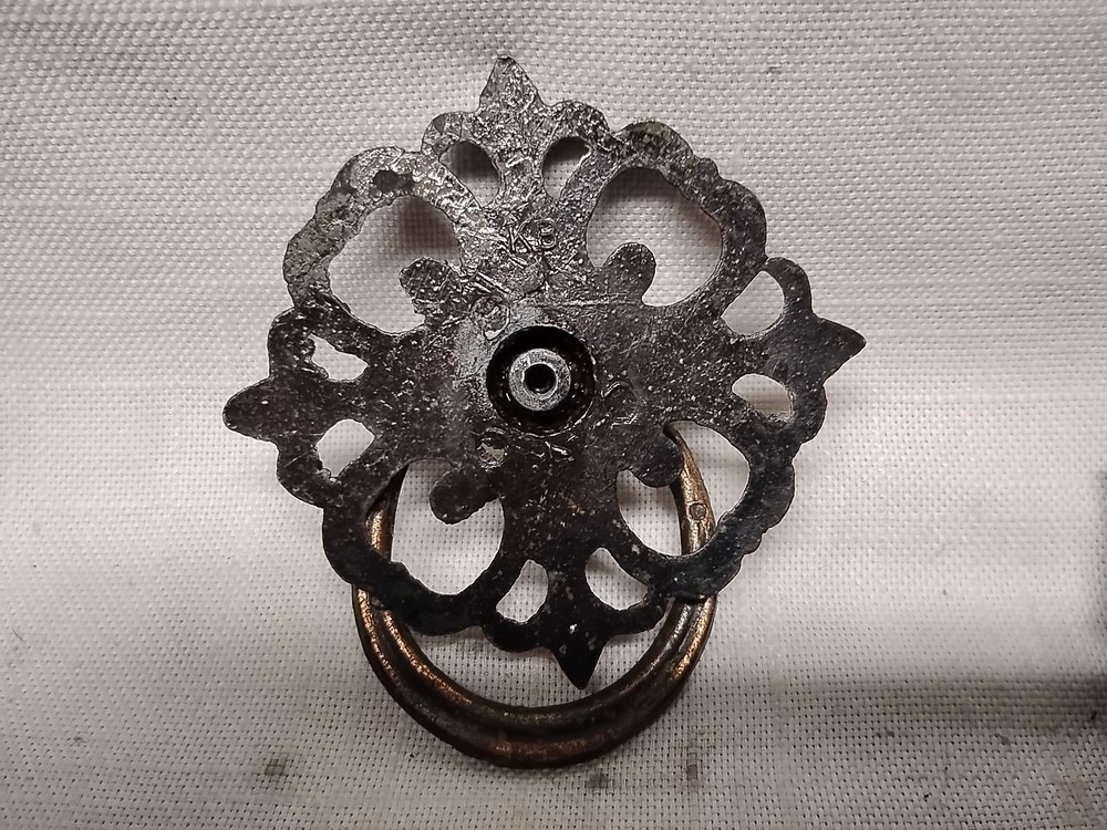 Antique Victorian Brass Drop Ring Drawer Pull Handle Knobs lot of 5