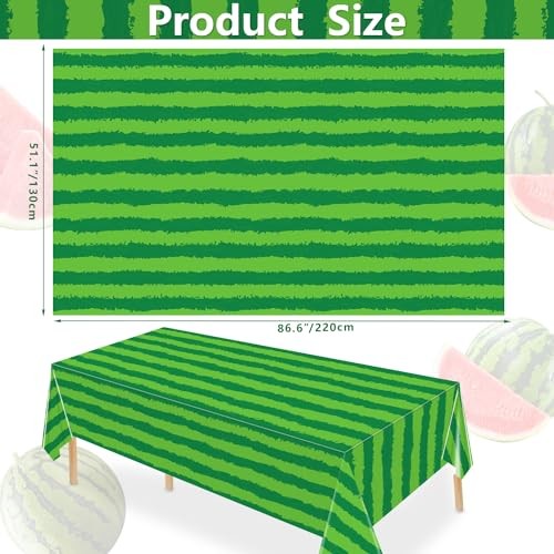 Pack Watermelon Rind Tablecloth Green Melon Rectangle Table Cloth Melon Party 6