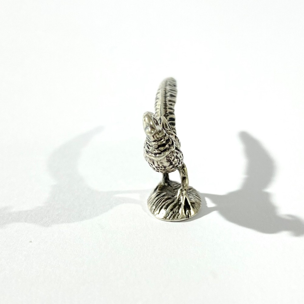 vintage solid silver pheasant miniature , hallmarked italian figurine