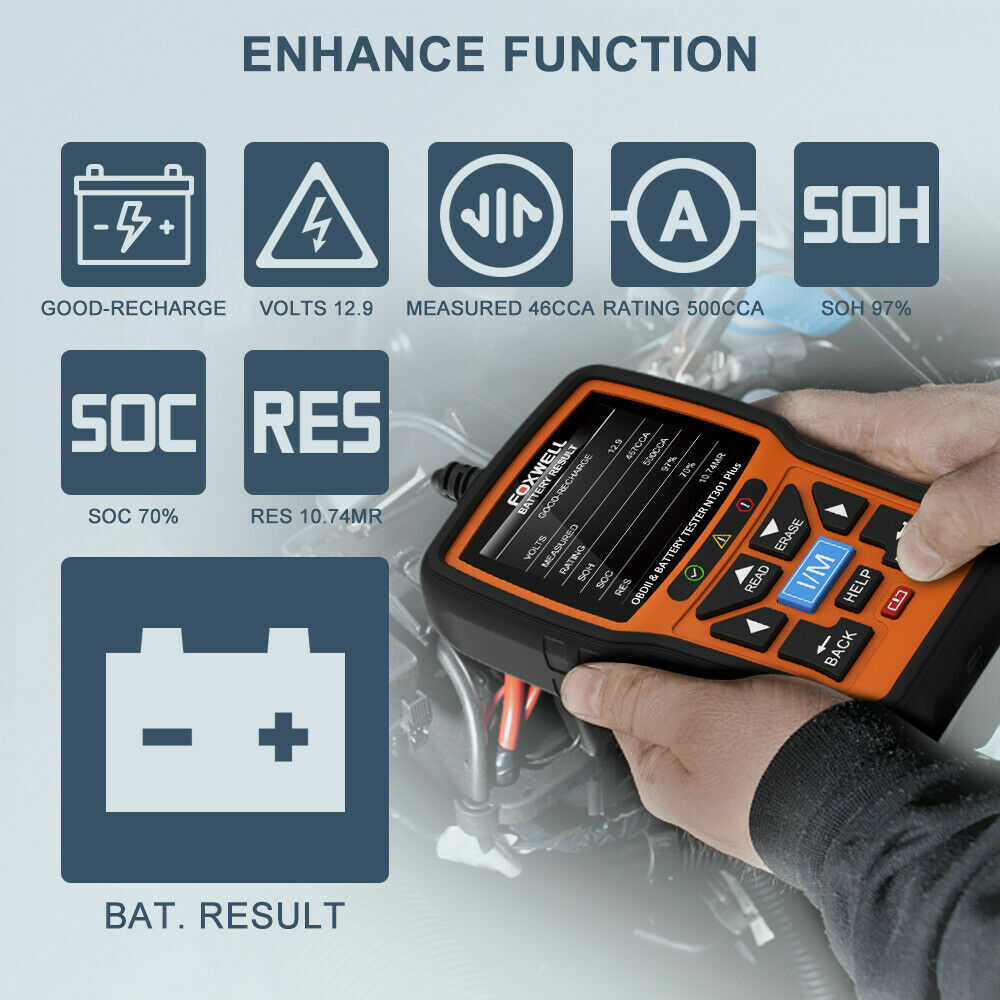 Foxwell NT301 Plus Car Engine OBD2 Scanner Diagnostic Code Reader Battery Tester