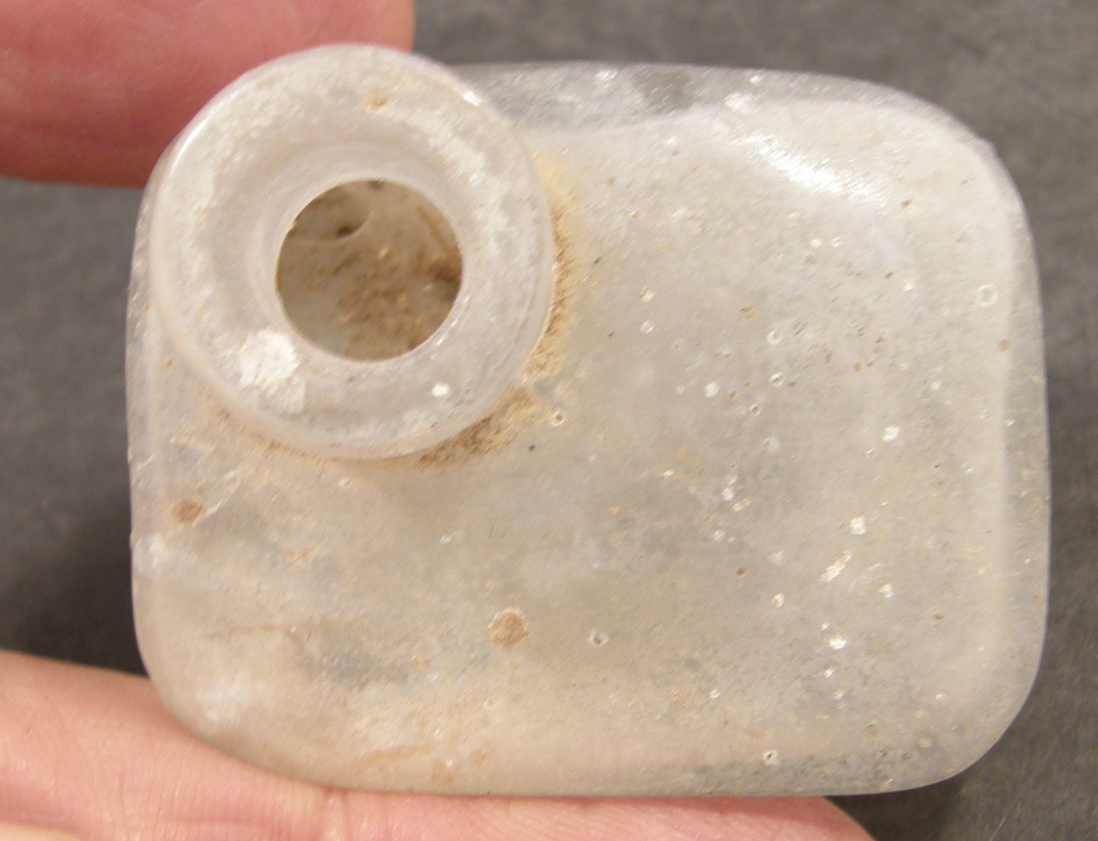 ANTIQUE GLASS TUGBOAT TUG BOAT INK BOTTLE