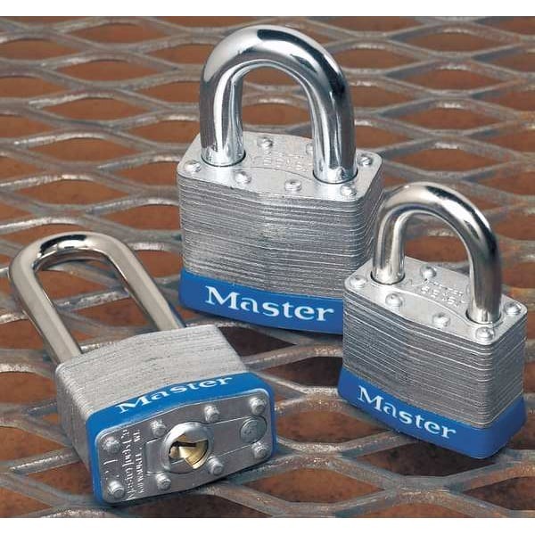 Master Lock 21 Padlock, Keyed Different, Standard Shackle, Rectangular Steel
