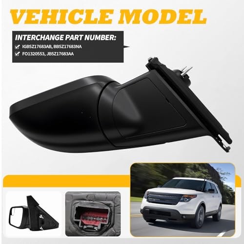 Side Mirror Assembly Compatible with 2011-2019 Explorer w/Manual Folding Left