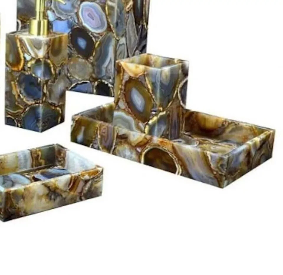 Luxury 7-Piece Agate Bathroom Accessories Set