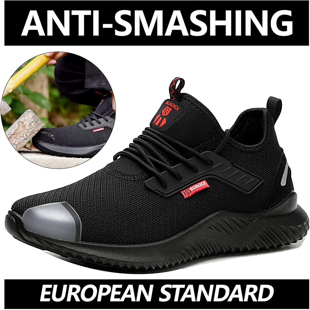 SUADEX Men's Women's Steel Toe Shoes Safety Work Shoes Puncture Proof Sneakers