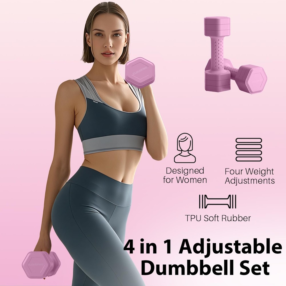 Adjustable Dumbbell Set 4 in 1 Hand Weights Pair