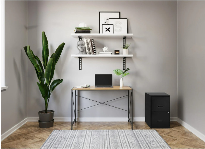 18" Deep 2 Drawer Letter Width Vertical File Cabinet, Secure Locking, Black