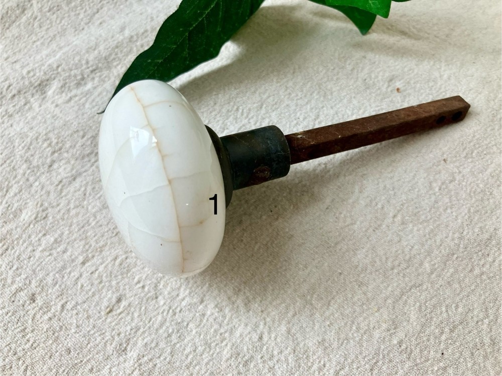 7 VTG Door Knobs White Porcelain Hardware Crafting Replacement As Found