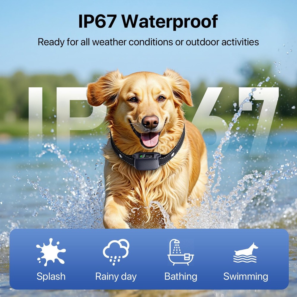 Bark Collar, Automatic Dog Collar with 8 Adjustable Sensitivity for Blue