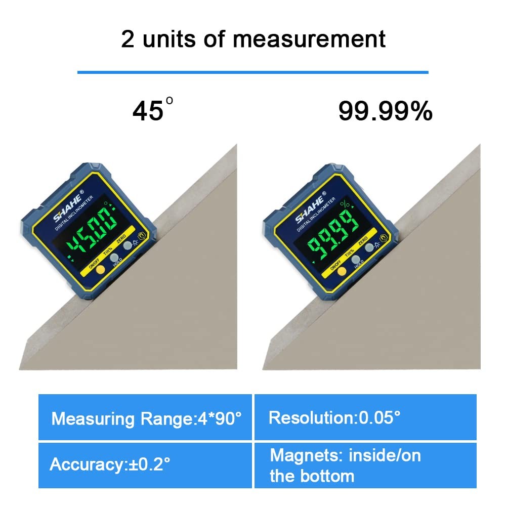 SHAHE Digital Angle Gauge Magnetic Protractor Inclinometer Level Angle Finder...