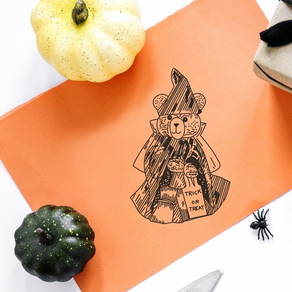 Bear Witch Art Rubber Stamp