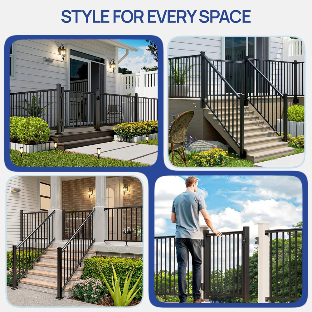 4 Ft. Aluminum Deck Gate Kit with Auto-Close Hinge for Outdoor Use