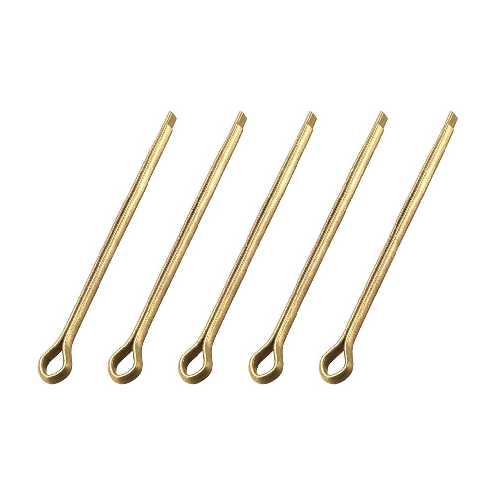 Split Cotter Pin - 3mm x 50mm Solid Brass 2-Prongs Gold Tone 5 Pcs
