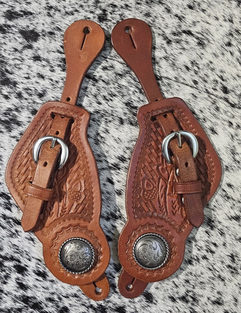 Leather Tooled Spur Straps