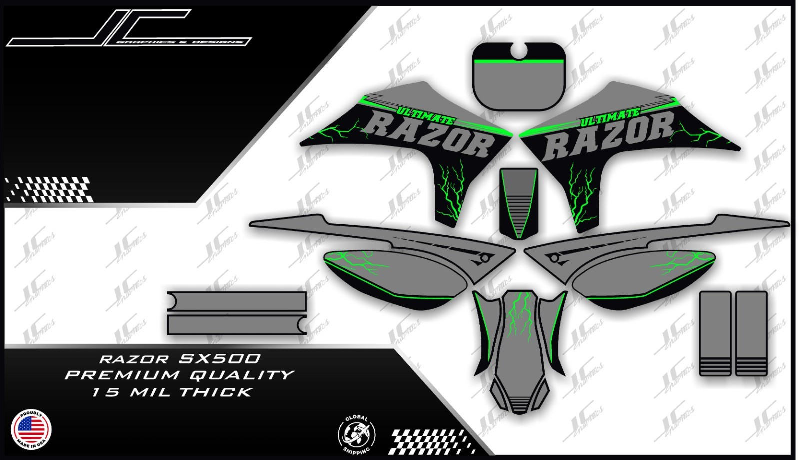 Razor SX500 graphics kit decals THICK AND HIGH GLOSS