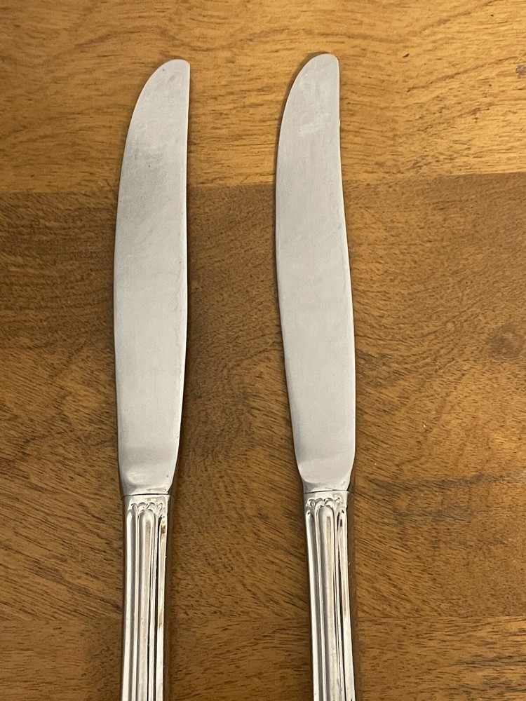 2 Wallace RESPLENDENCE 18/10 Stainless Modern Solid Dinner Knives 9 1/2"