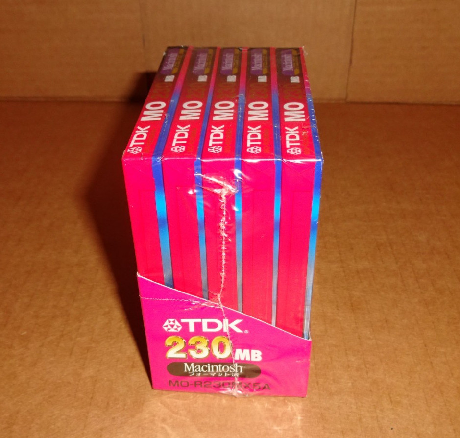 New TDK 230MB 3.5" MO Magnetic-Optical Disc - Macintosh Mac Format (5 Disks)