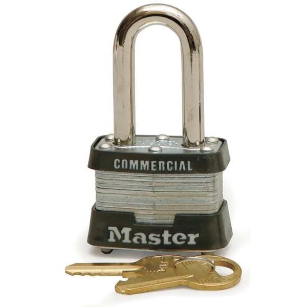 Master Lock 3Lf Padlock, Keyed Different, Long Shackle, Rectangular Steel Body,