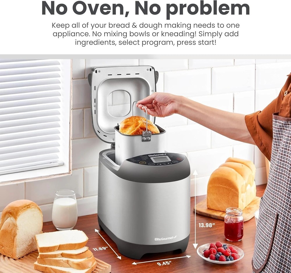Programmable Bread Maker Machine, 3 Loaf Sizes, 19 Menu Functions Gluten Free...
