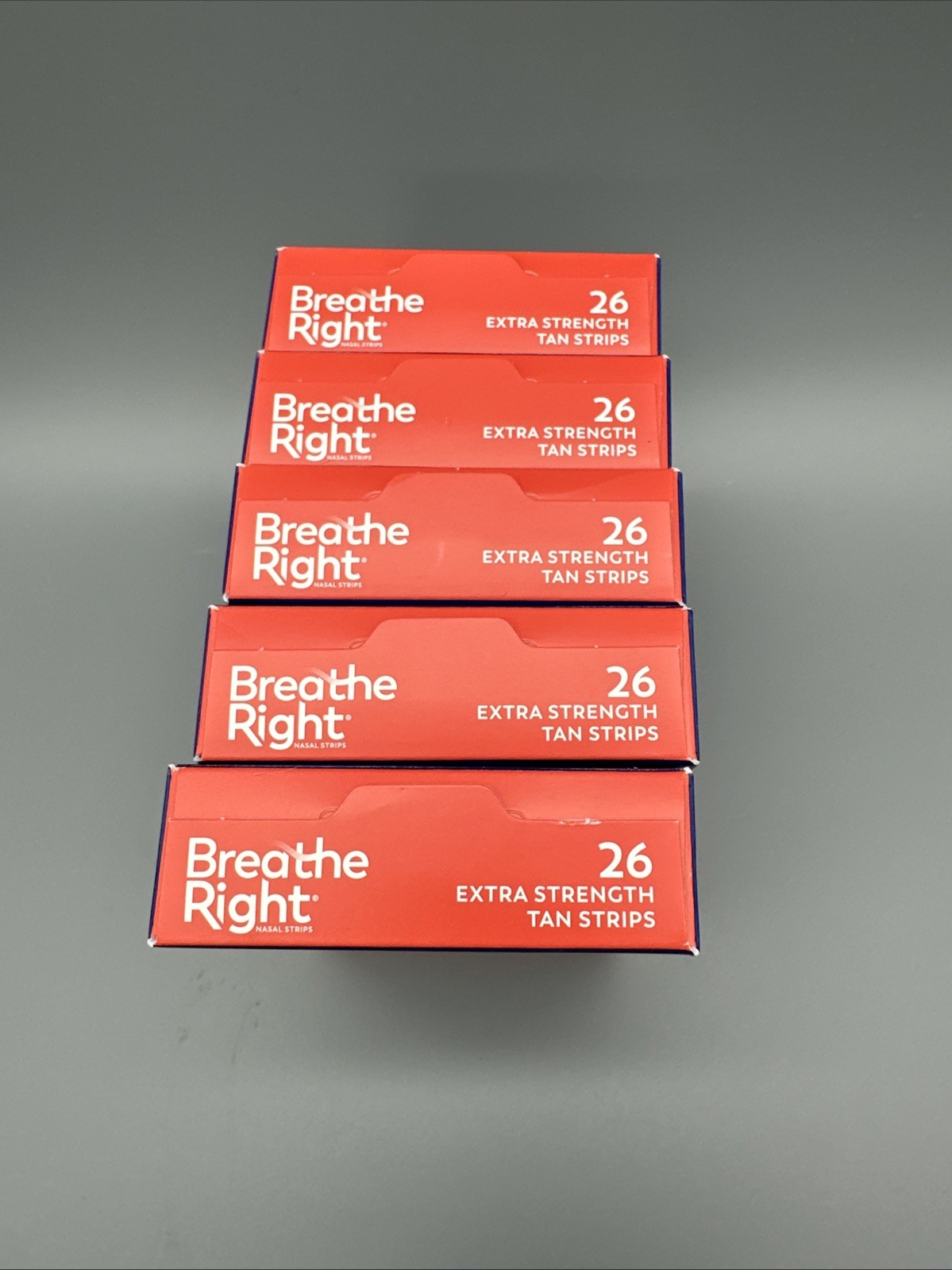 BREATHE RIGHT NASAL STRIPS, EXTRA STRENGTH TAN ( 5 x 26 CT BOXES ) EXP 2029