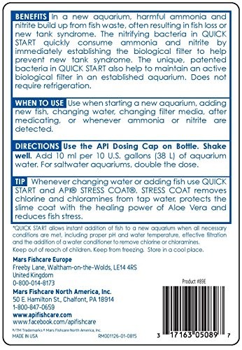 API QUICK START Freshwater & Saltwater Aquarium Nitrifying Bacteria 16oz