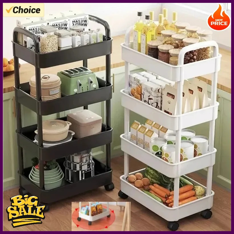 Multi-functional Kitchen Storage Shelf, Mobile Trolley, Floor-standing