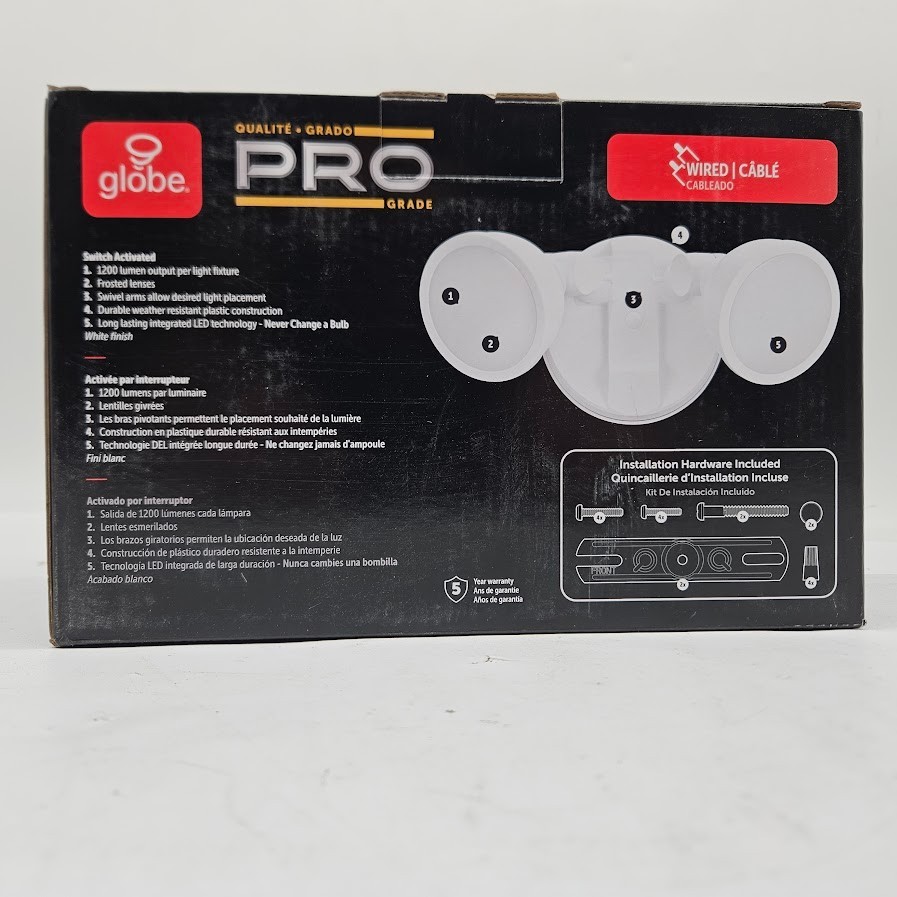 2 Pack Globe Electric 2-Head Integrated LED Security Flood Light 1200Lm 100W