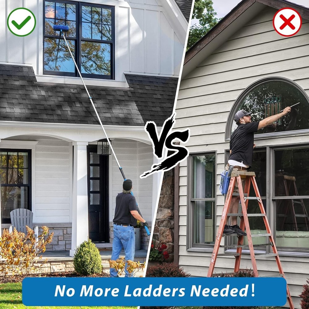 20 Feet High Reach Duster Kit with 5-12 Ft Extension Pole, Cobweb Duster