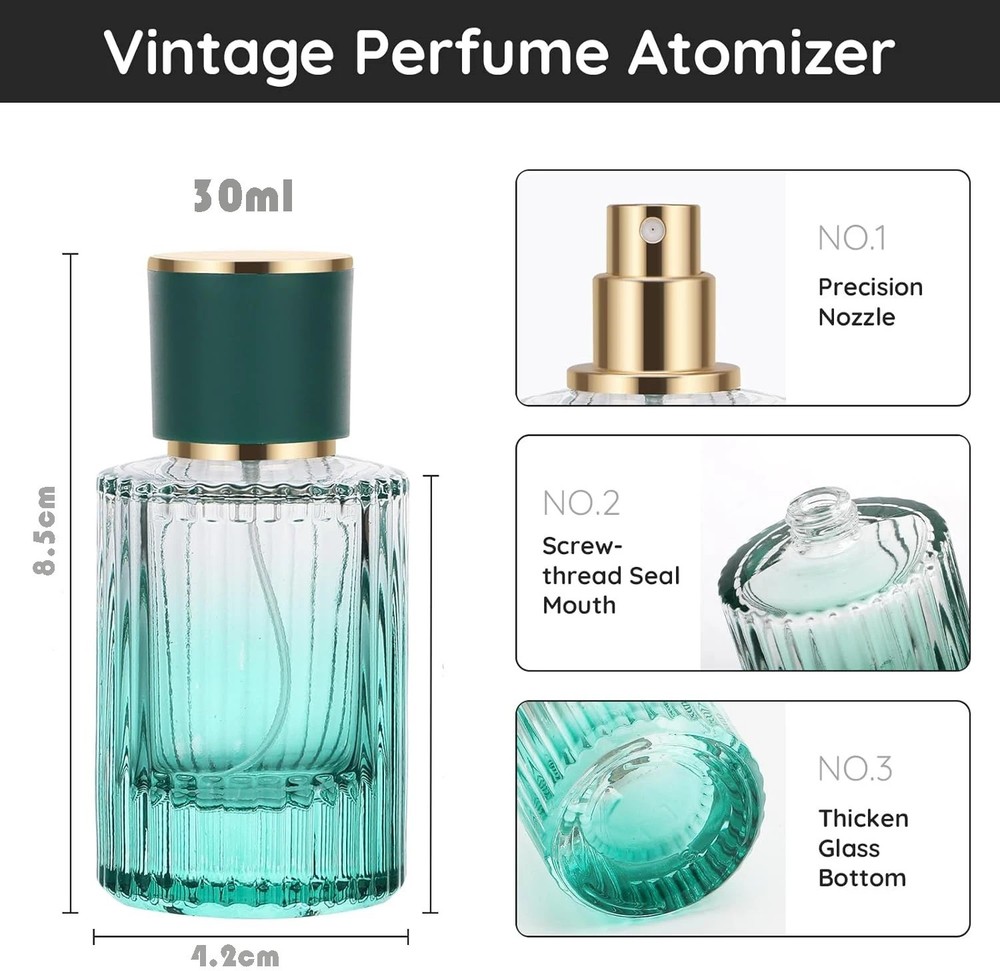 4Pcs - Empty Refillable Travel Glass Perfume Bottle With Spray Atomizer 30ml