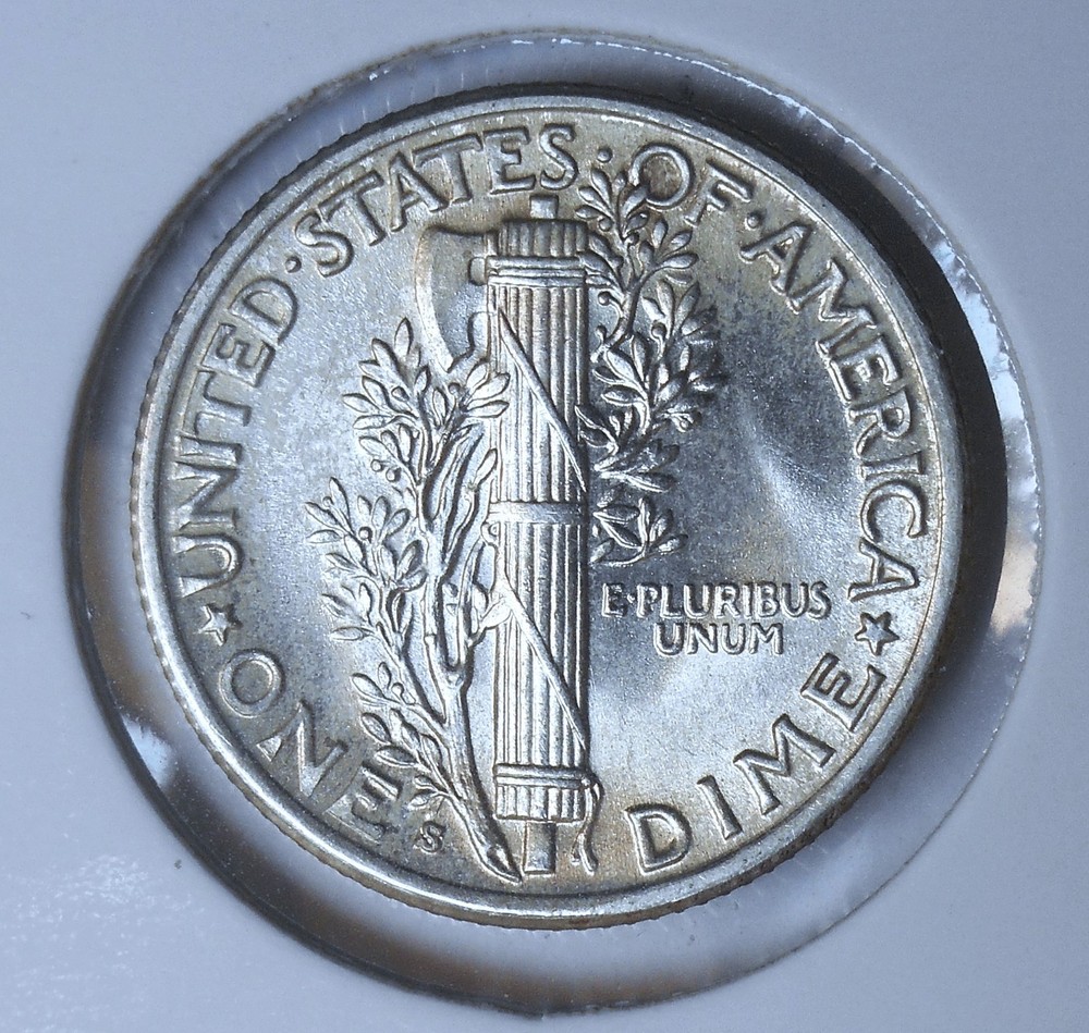 1939-s . Mercury Dime . Gem BU . Brilliant Unc. . MS . Silver