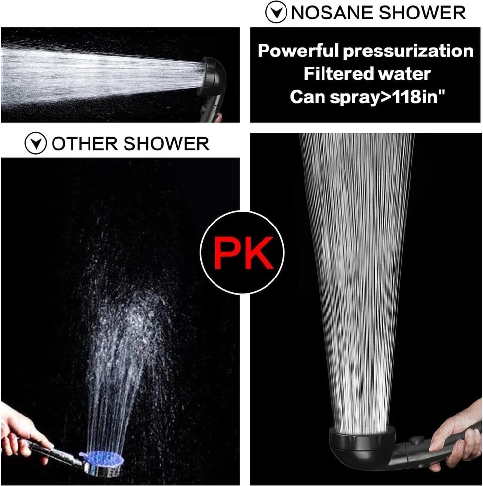 High Pressure Water Saving 3 Mode with ON/Off Pause Function Handheld Showerhead