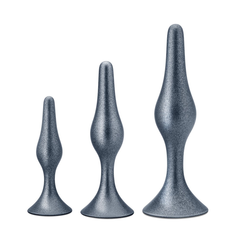 Blush Anal Adventures Matrix - Genesis Butt Plug 3 Piece Kit - Stellar Silver