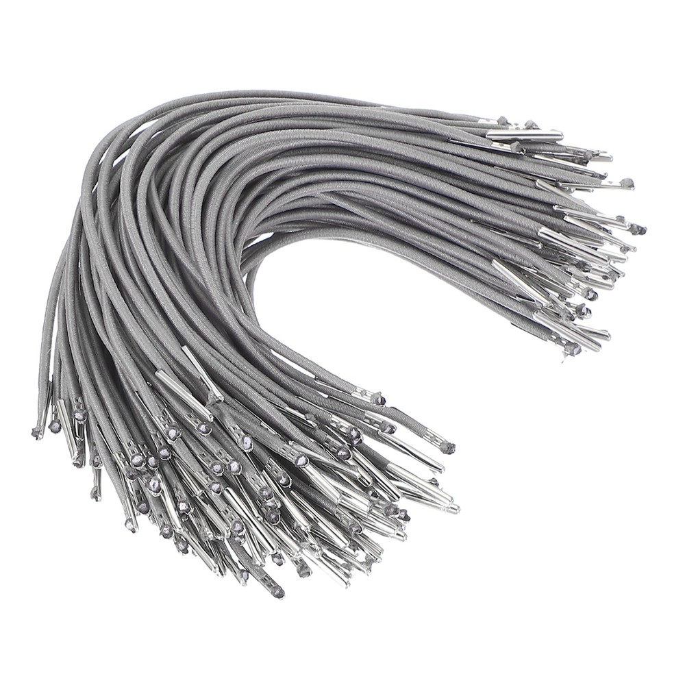 50 Pcs 6 Inch Elastic Barbed Cord 2 mm Loop Stretch Round String Gray