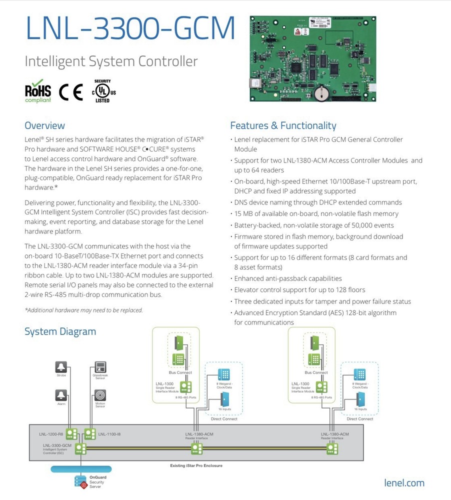Lenel LNL-3300-GCM BP7173 Access Control System