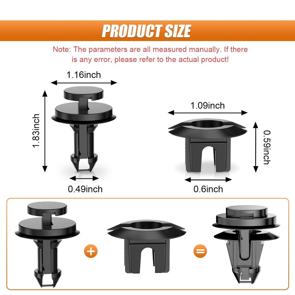 30PCS Front Bumper Clips, Rivet Clip Replacement Kit, Push-Type Air