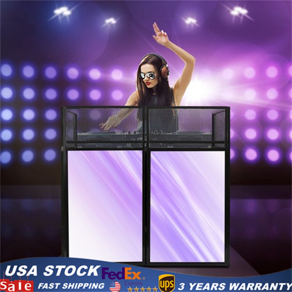Foldable DJ Booth Stand DJ Booth Facade Table DJ Controller Stand with Casters